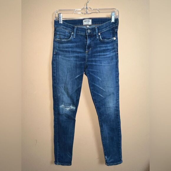 Agolde Premium Denim Distressed Skinny Leg Denim Jeans Size 26 - Picture 1 of 8